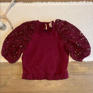 Dolan Women’s Burgundy Lace Sleeve Top